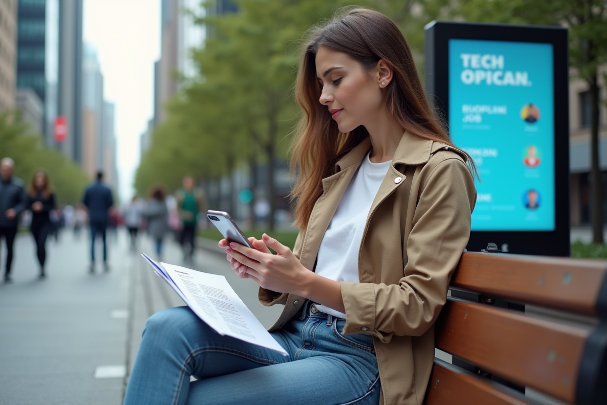 Jeune femme consulte une offre d