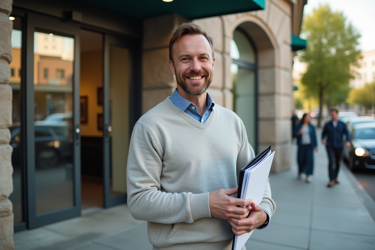 Homme souriant sortant d
