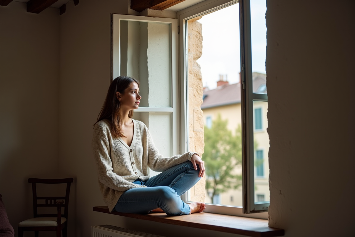 Jeune femme dans un appartement du sud ouest