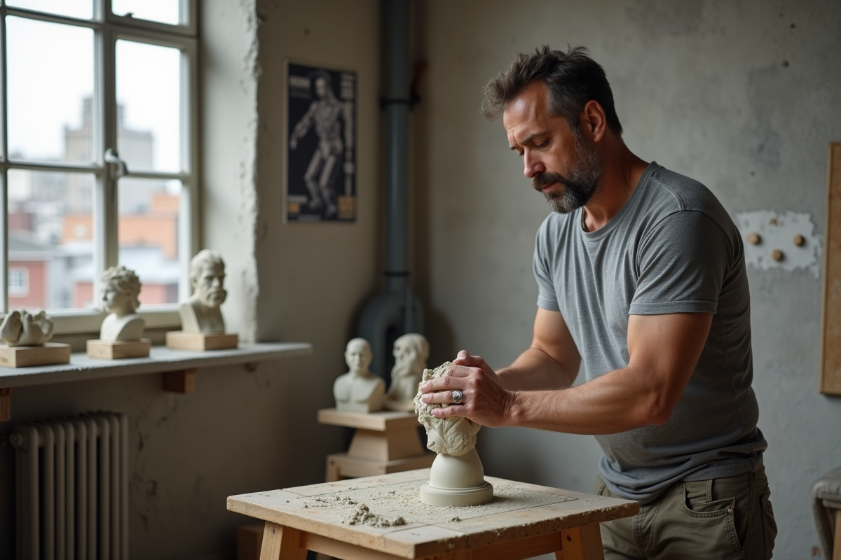 Sculpteur façonnant de l